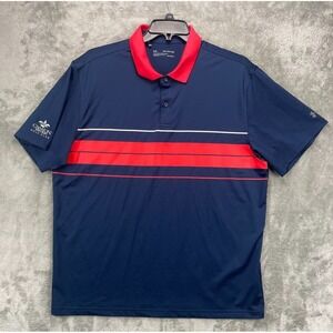 Under Armour Mens Polo Shirt 2XL Navy Striped Heatgear Golf Stretch Loose Fit‎